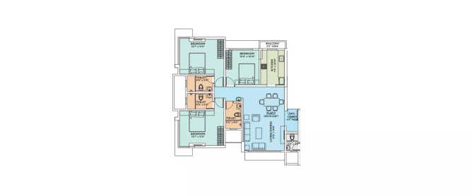 GeeCee Proximus Chembur - Floor plan 3 BHK 1010 Sq.ft