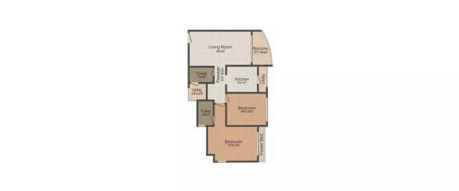 Ajmera New Era Yogidham Phase IV Kalyan - Floor plan 2 BHK 685 Sq.ft