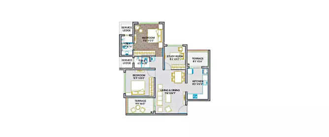 Rama Metro Life Tathawade - Floor plan 2.5 BHK 572 Sq.ft
