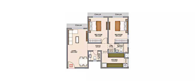 Gami Varad Heights Chembur - Floor plan 2 BHK 655 Sq.ft