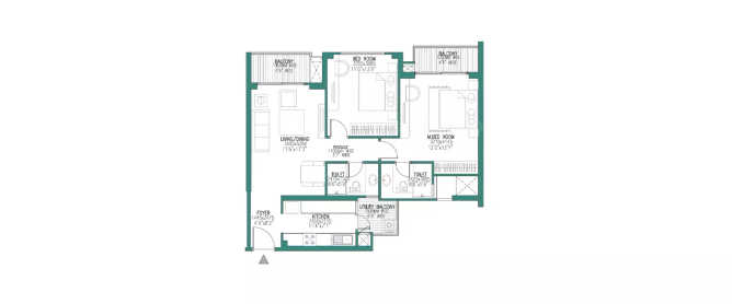 Godrej Woods Sector 43 - Floor plan 2 BHK 724 Sq.ft