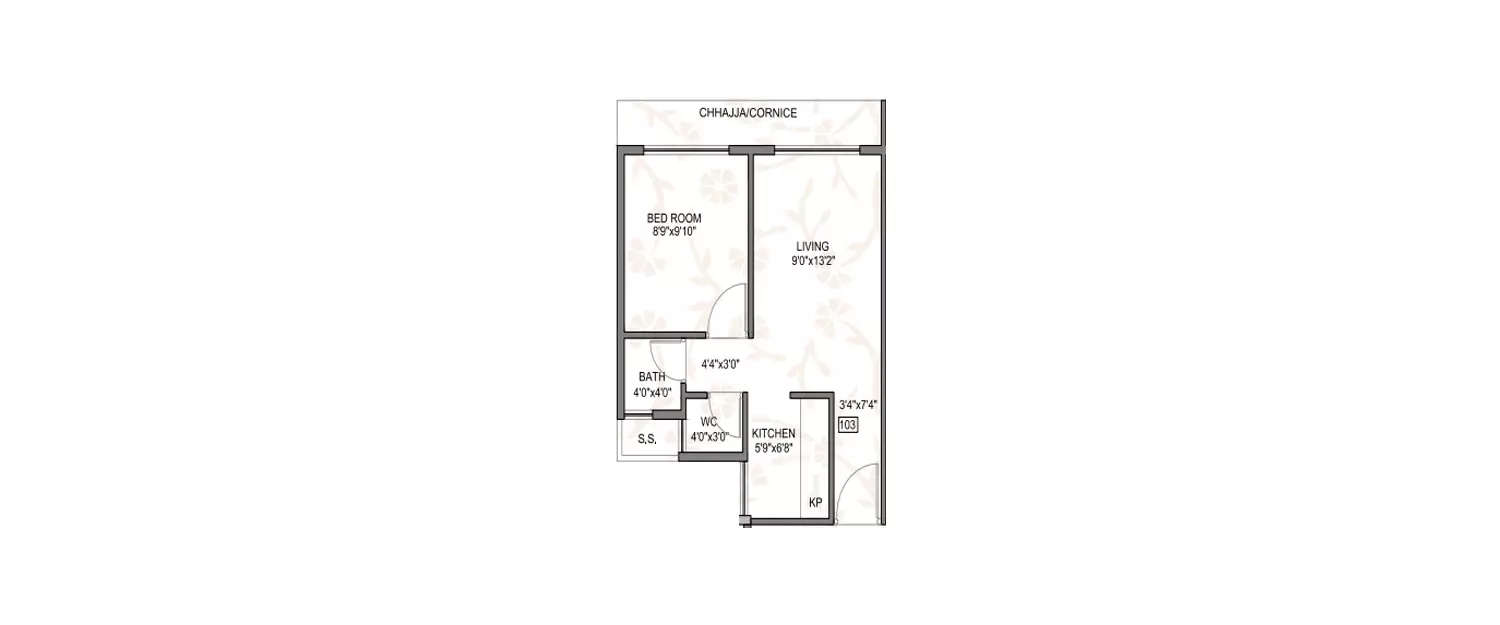 1 BHK Apartment 594 Sq.ft