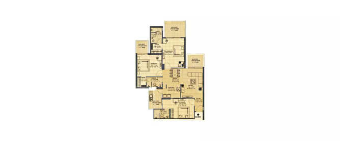 Gaur Saundaryam Techzone IV Greater Noida W - Floor plan 3 BHK 975 Sq.ft