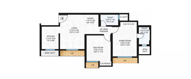 Unnathi Woods Supreme Ghodbunder Road - Floor plan 2 BHK 650 Sq.ft