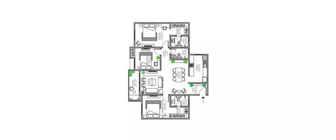 Marq 2.0 Whitefield - Floor plan 3 BHK 1196 Sq.ft