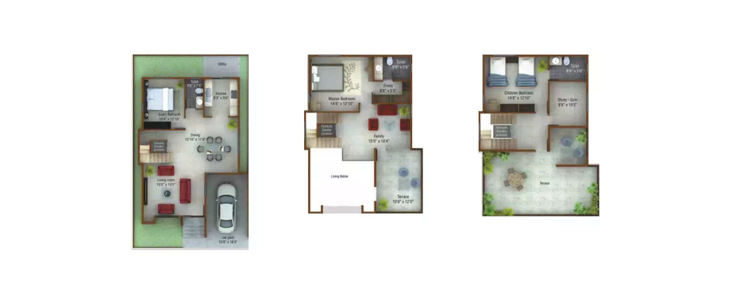 Floor plan for 3 BHK