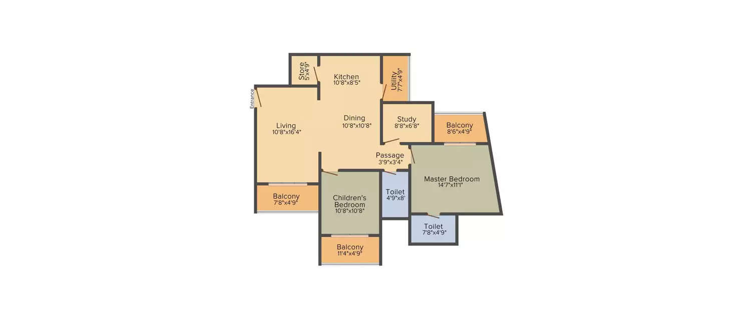 Floor plan for 2.5 BHK