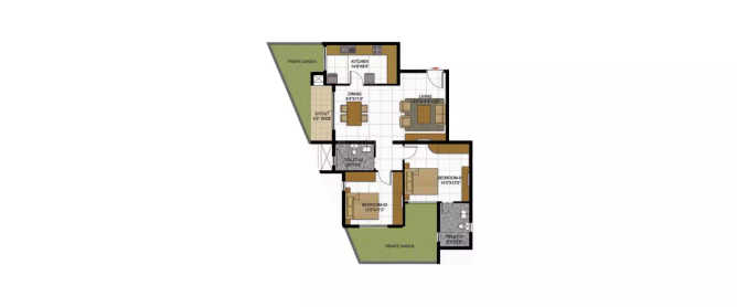 Prestige Casabella Electronic City - Floor plan 2 BHK 1349 Sq.ft