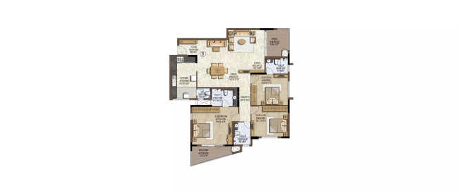 Prestige Brooklyn Heights JP Nagar - Floor plan 3 BHK 2059 Sq.ft