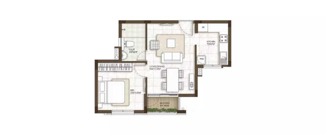 Prestige Courtyards Sholinganallur - Floor plan 1 BHK 390 Sq.ft
