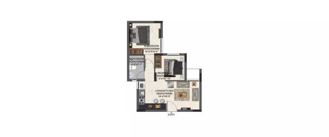Casagrand Miro Vandalur - Floor plan 2 BHK 621 Sq.ft