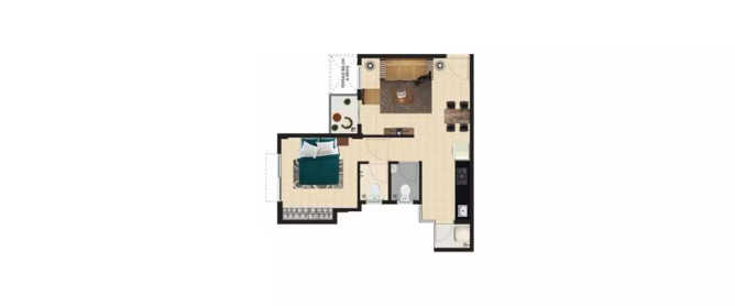 Peninsula Address One Gahunje - Floor plan 1 BHK 375 Sq.ft