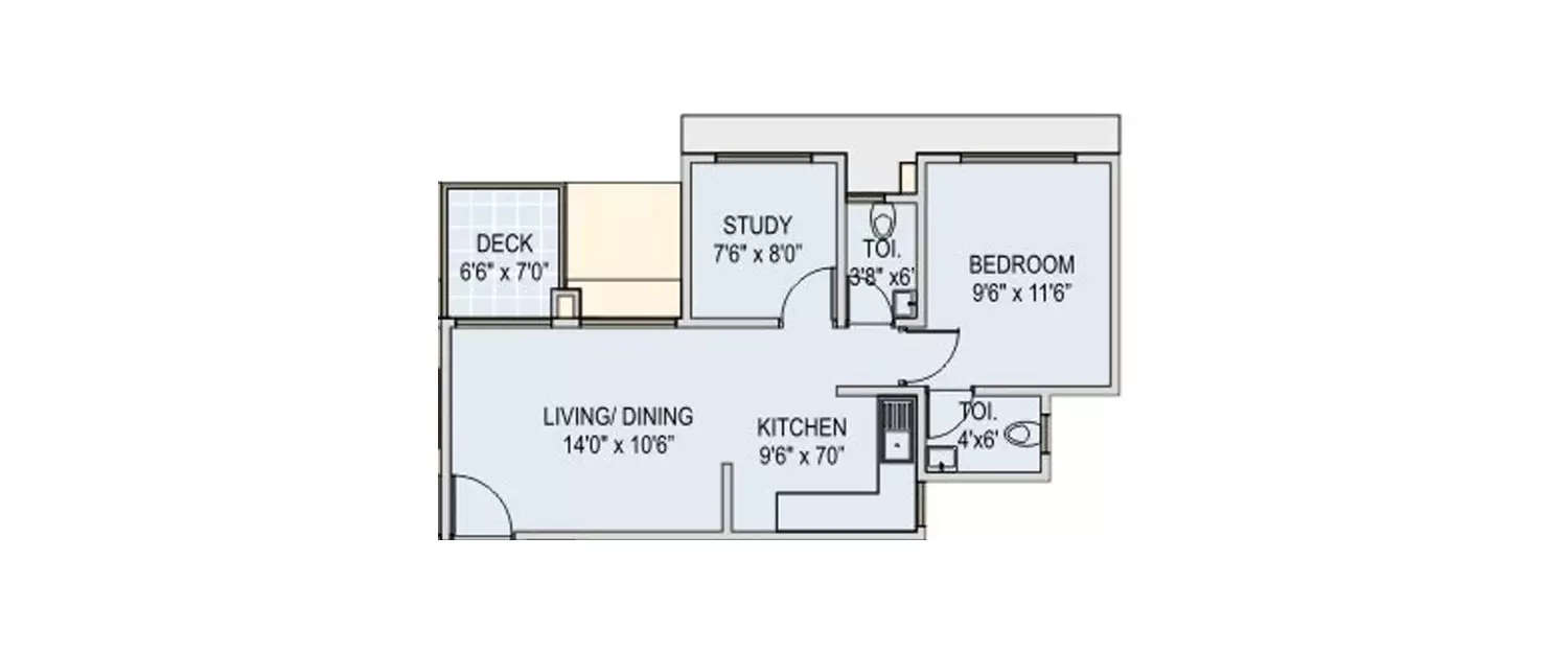 Floor plan for 1.5 BHK