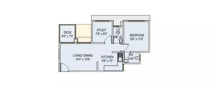 Runwal Euphoria Kondhwa - Floor plan 1.5 BHK 675 Sq.ft