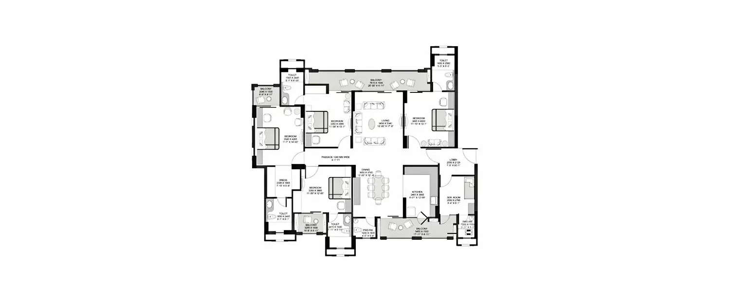 Floor plan for 4 BHK