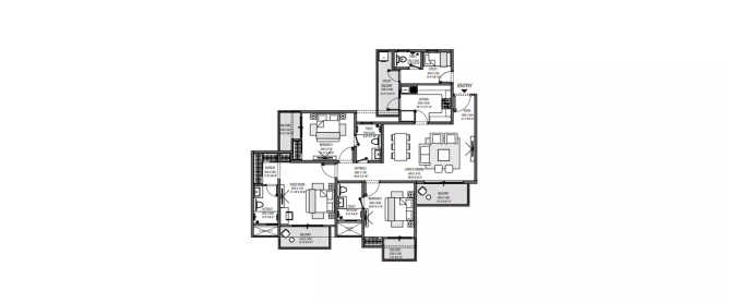 Godrej Windsor Sector 27 Greater Noida W - Floor plan 3 BHK 1331 Sq.ft