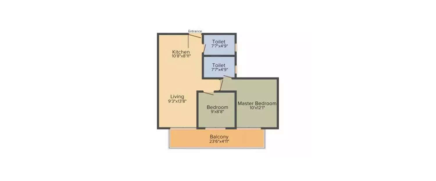 Floor plan for 2 BHK