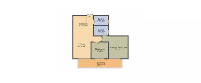 Godrej The Suites Sector 27 Greater Noida W - Floor plan 2 BHK 975 Sq.ft