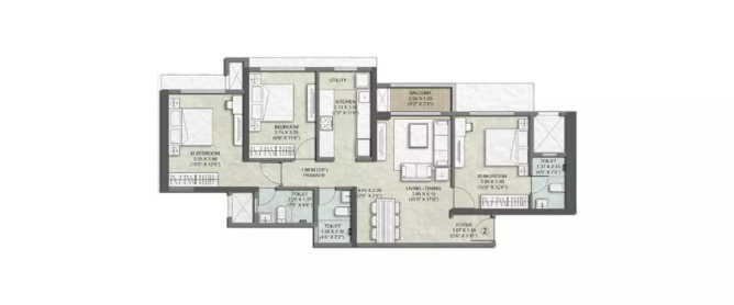 Adani Western Heights Andheri - Floor plan 3 BHK 1153 Sq.ft