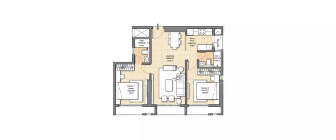 Sheth Auris Ilaria Malad - Floor plan 2 BHK 600 Sq.ft