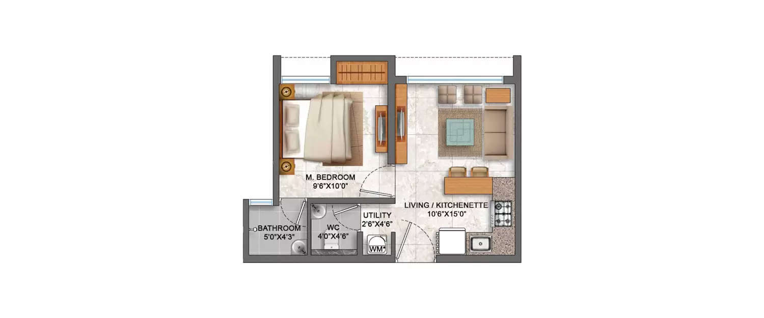 Floor plan for 1 BHK