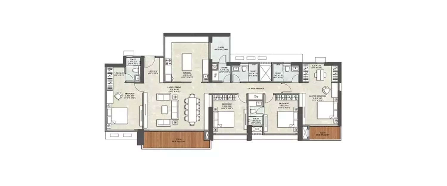 Floor plan for 4 BHK