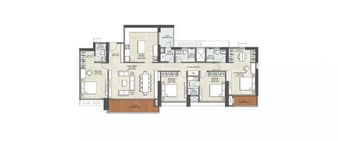 Kalpataru Immensa Kolshet Road - Floor plan 4 BHK 1753 Sq.ft