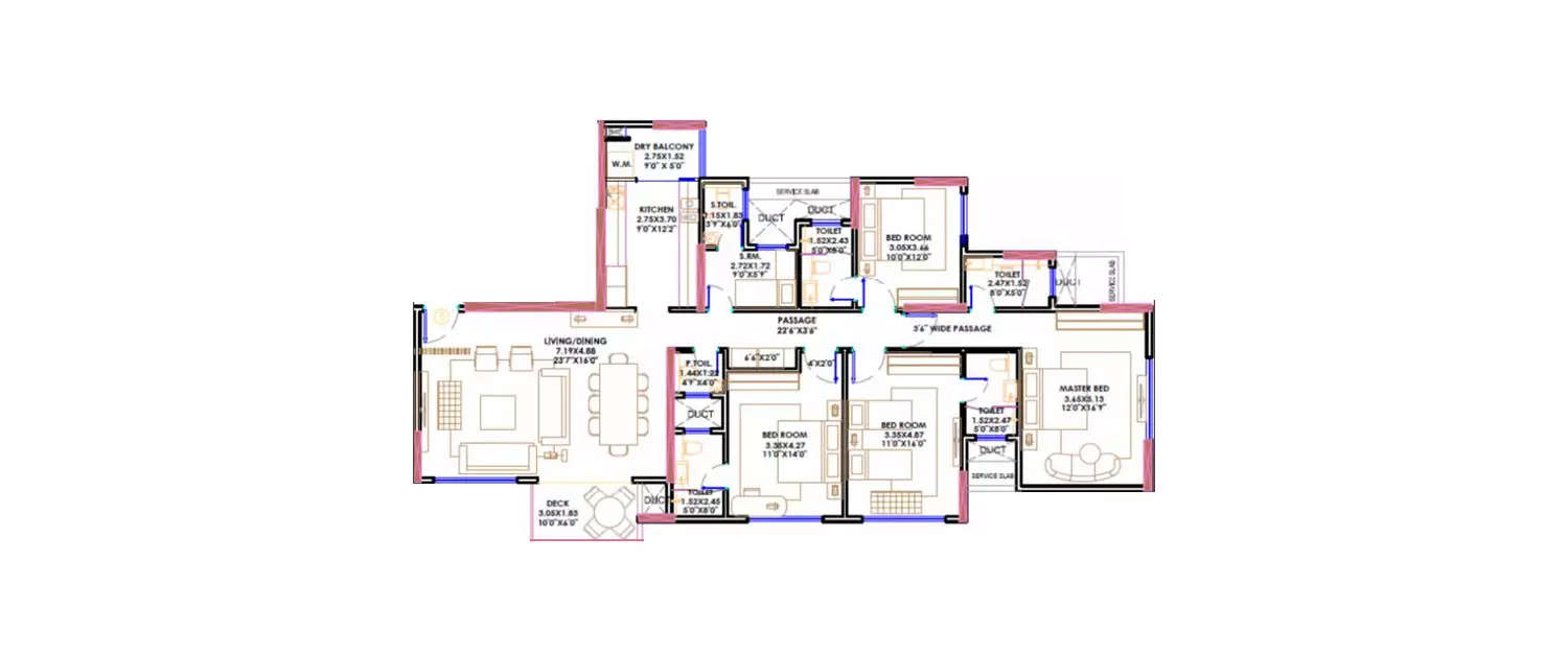 Floor plan for 4 BHK