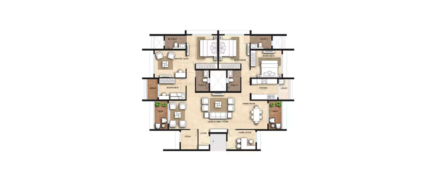 Floor plan for 4 BHK