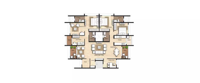 Lodha Kharadi Kharadi - Floor plan 4 BHK 1819 Sq.ft
