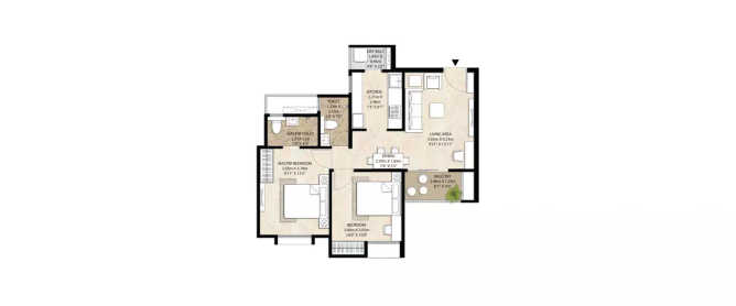 Mahindra Happinest Tathawade Tathawade - Floor plan 2 BHK 620 Sq.ft