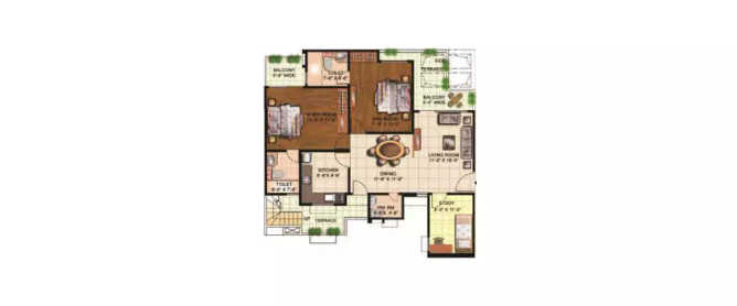 Eldeco Mysticgreens Omicron I Greater Noida - Floor plan 2.5 BHK 1475 Sq.ft
