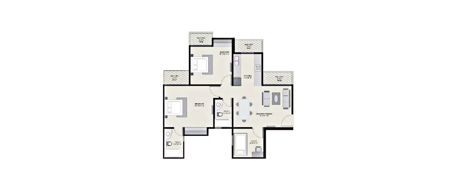 Floor plan for 2.5 BHK
