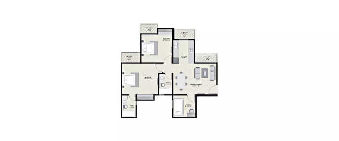 Ajnara Homes121 Sector 16B Greater Noida W - Floor plan 2.5 BHK 1075 Sq.ft