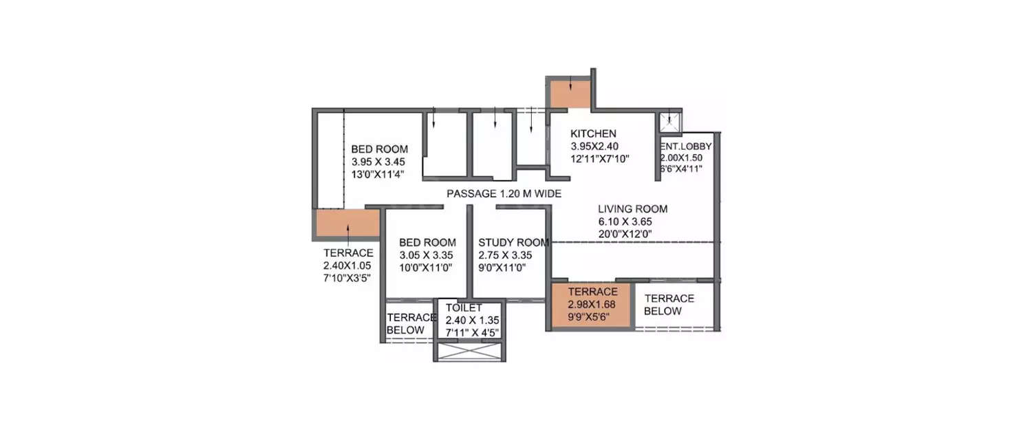 Floor plan for 2.5 BHK
