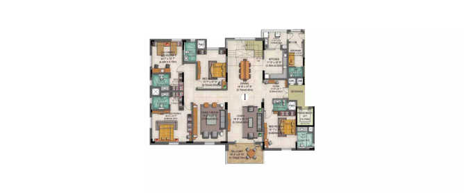 Prestige Edwardian Vasanth Nagar - Floor plan 4 BHK 5855 Sq.ft