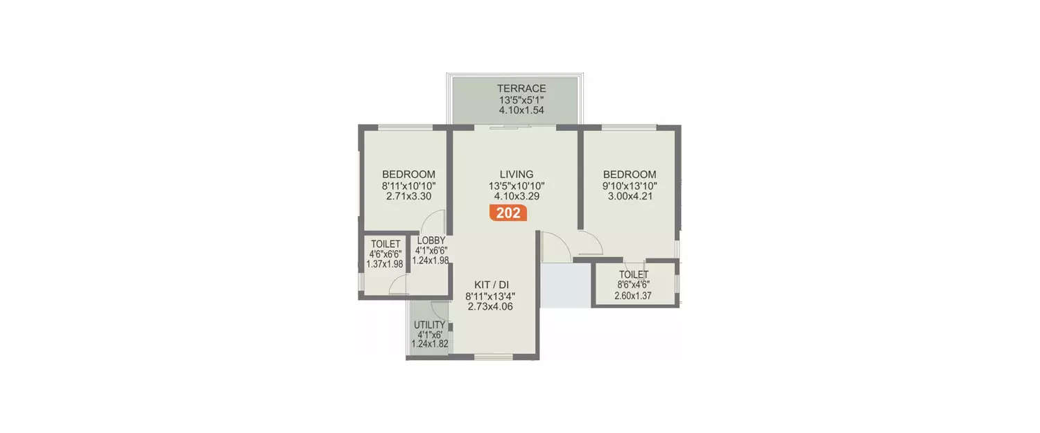 Floor plan for 2 BHK