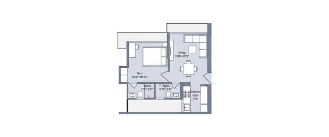 Marathon Nexworld Dombivali - Floor plan Studio 296 Sq.ft