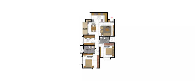 Prestige Gulmohar Horamavu - Floor plan 2.5 BHK 931 Sq.ft