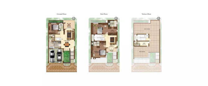 Prestige Woodside Yelahanka - Floor plan 3 BHK 1900 Sq.ft