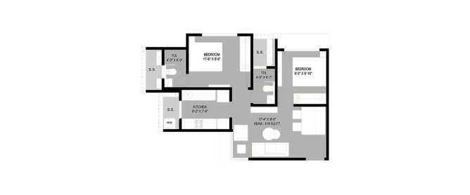 Paradigm Alaya Oshiwara - Floor plan 1 BHK 420 Sq.ft