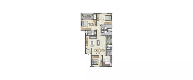 Sobha Winchester Kovilambakkam - Floor plan 3 BHK 970 Sq.ft