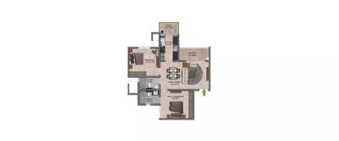 Prestige Jindal City Bagalakunte - Floor plan 2 BHK 635 Sq.ft