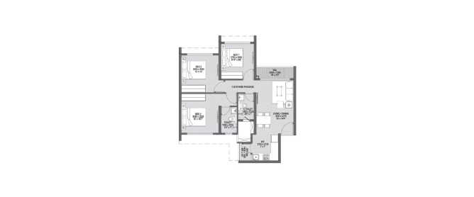 Godrej Central Park Mamurdi - Floor plan 3 BHK 601 Sq.ft