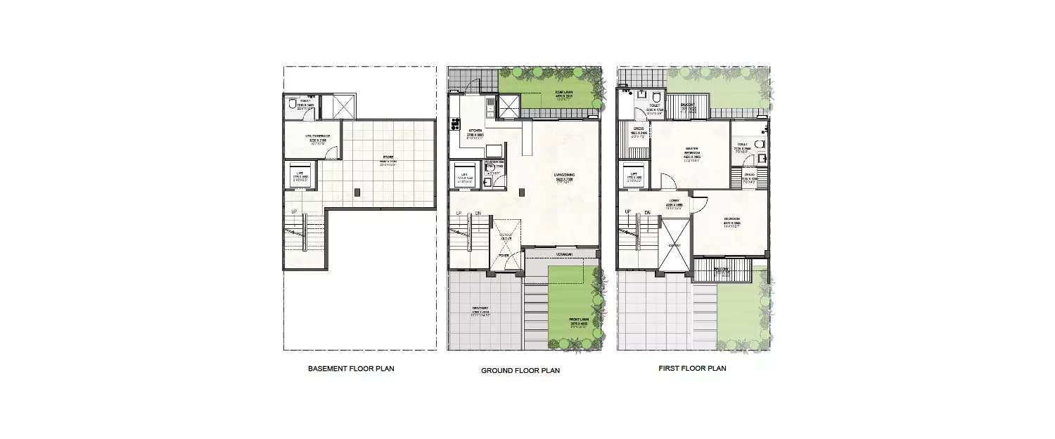 Floor plan for 3 BHK
