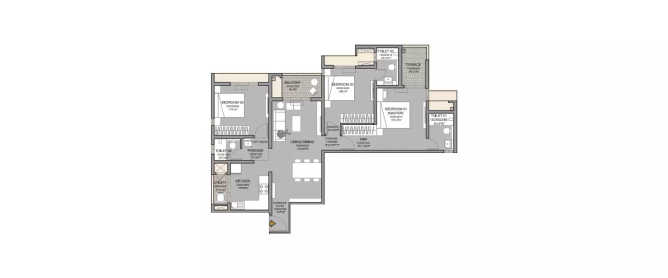 Godrej Hill Retreat Mahalunge - Floor plan 3 BHK 975 Sq.ft