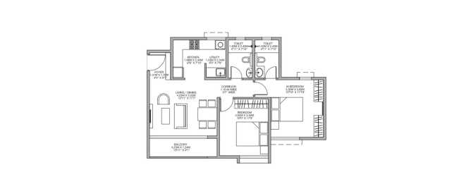 Godrej Nurture Electronic City - Floor plan 2 BHK 646 Sq.ft