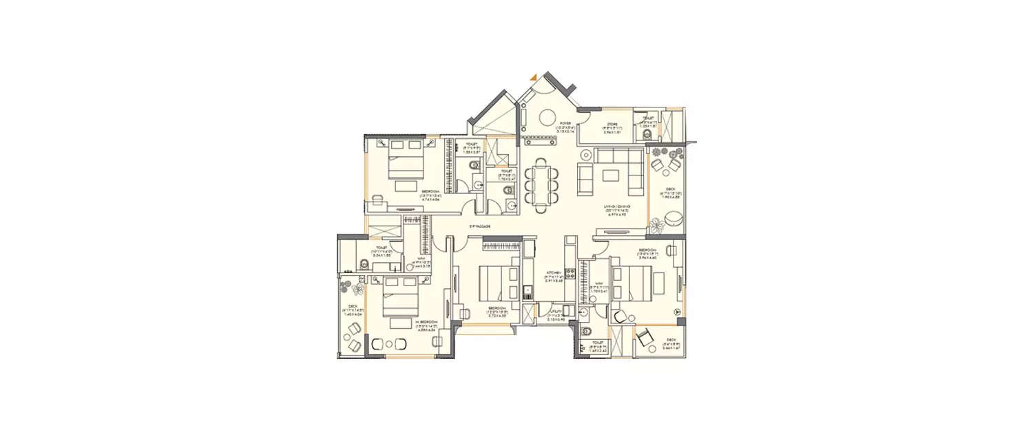 Floor plan for 4 BHK