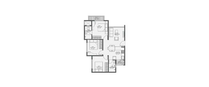 Godrej Royale Woods Devanahalli - Floor plan 3 BHK 1150 Sq.ft