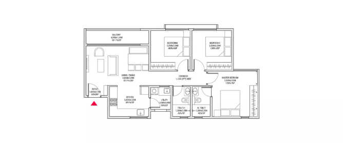 Godrej Elevate Krishnarajapura - Floor plan 3 BHK 1529 Sq.ft